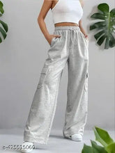 Grey cotton blend cargo pants, six pockets, ladies cargo for women - ORETIC Trandy